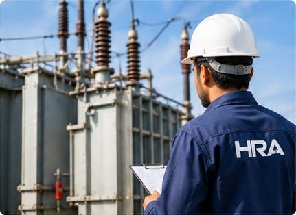 HRA engineer inspecting a transformer